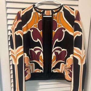 Gucci Women's Black and Orange Patterned Blazer